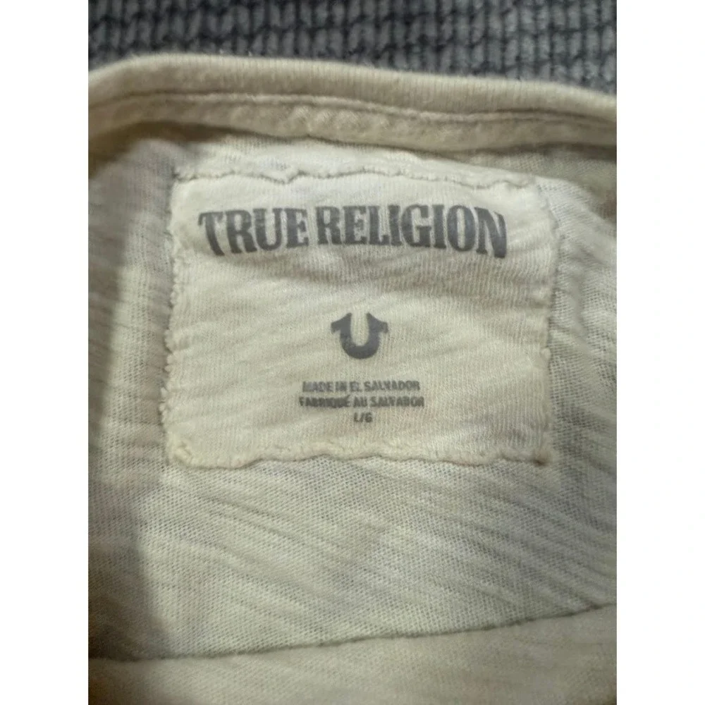 True Religion Mens Long Sleeve Graphic Tee Off‎ White Crafted With Pride Shirt L